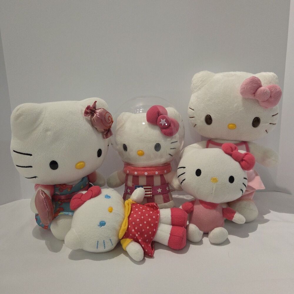 Lot Of 5 Sanrio Hello Kitty Pink Bow Plush Stuffed Exclusive Astronaut